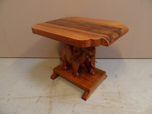 Art Deco Wallnut Sidetable with Elephant, 1930s-PNJ-1805251