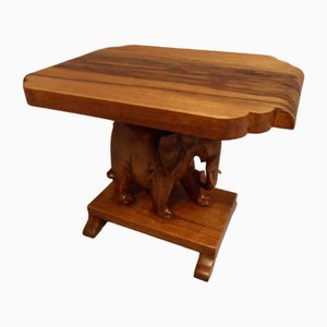 Art Deco Wallnut Sidetable with Elephant, 1930s-PNJ-1805251