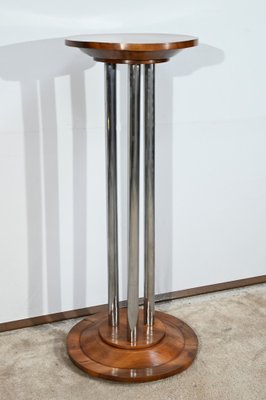 Art Deco Walnut and Chrome-Plated Metal Pedestal, 1930s-RVK-1751686