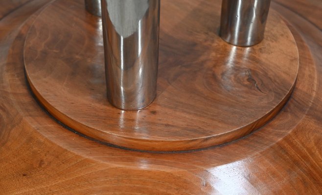 Art Deco Walnut and Chrome-Plated Metal Pedestal, 1930s-RVK-1751686