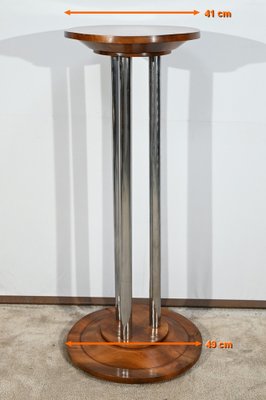 Art Deco Walnut and Chrome-Plated Metal Pedestal, 1930s-RVK-1751686