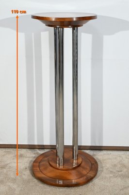 Art Deco Walnut and Chrome-Plated Metal Pedestal, 1930s-RVK-1751686