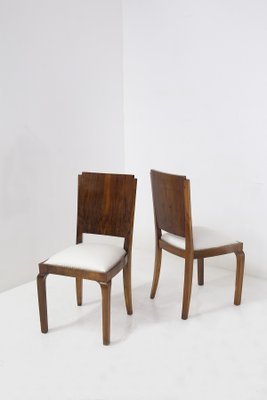 Art Deco Walnut and Cotton Chairs, 1920s, Set of 2-RCE-1448843