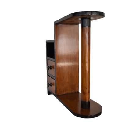 Art Deco Walnut Auxiliary Table with Drawers-TCS-2041397