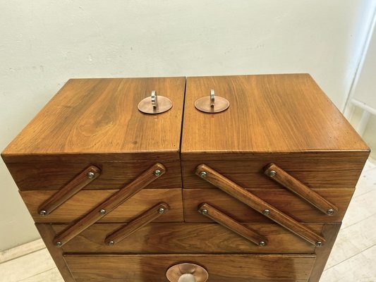 Art Deco Walnut Cantilever Sewing Box, 1920s-WZZ-1767566