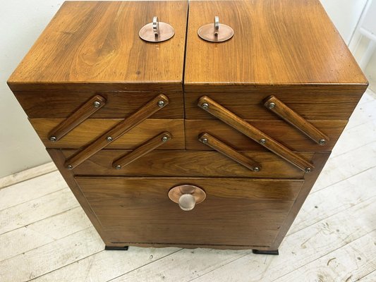 Art Deco Walnut Cantilever Sewing Box, 1920s-WZZ-1767566