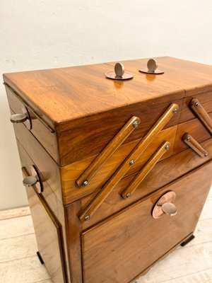 Art Deco Walnut Cantilever Sewing Box, 1920s-WZZ-1767566