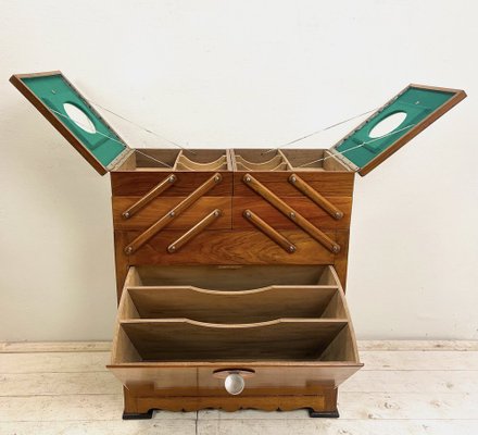 Art Deco Walnut Cantilever Sewing Box, 1920s-WZZ-1767566