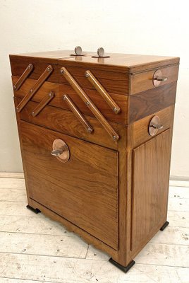 Art Deco Walnut Cantilever Sewing Box, 1920s-WZZ-1767566