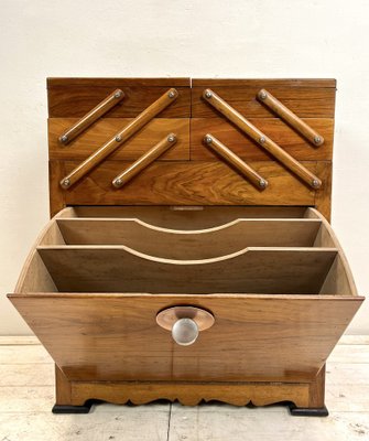 Art Deco Walnut Cantilever Sewing Box, 1920s-WZZ-1767566