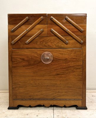 Art Deco Walnut Cantilever Sewing Box, 1920s-WZZ-1767566