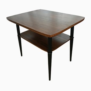 Art Deco Walnut Coffee Table with Shelf, 1970s-WQQ-848096