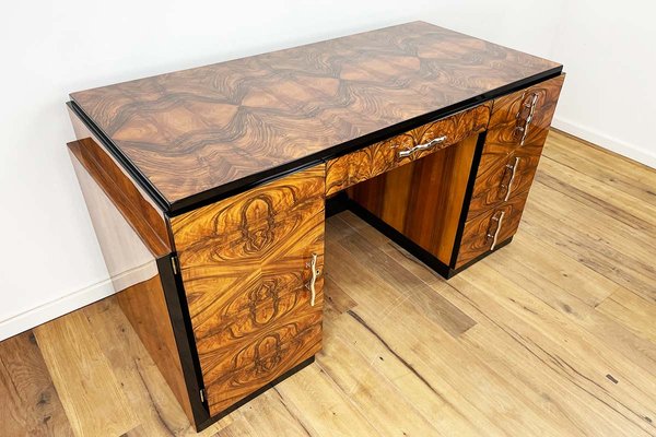 Art Deco Walnut Desk from Villa Victor Hugo, Paris, 1925-VMP-1144814