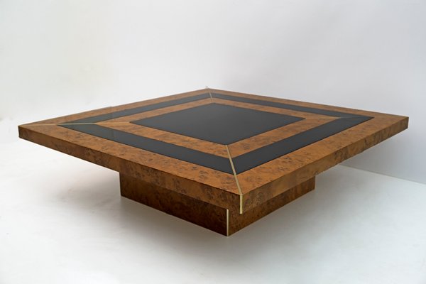 Art Deco Walnut & Lacquer Coffee Table, Italy, 1970s-FER-1156015