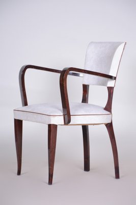 Art Deco White Armchair in Artificial Leather & Beech, France, 1930s-WHY-1778073