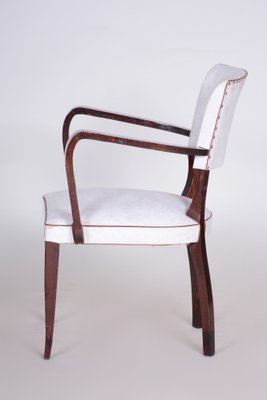 Art Deco White Armchair in Artificial Leather & Beech, France, 1930s-WHY-1778073