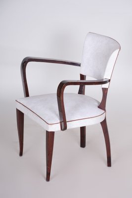 Art Deco White Armchair in Artificial Leather & Beech, France, 1930s-WHY-1778073