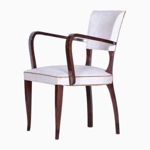 Art Deco White Armchair in Artificial Leather & Beech, France, 1930s-WHY-1778073