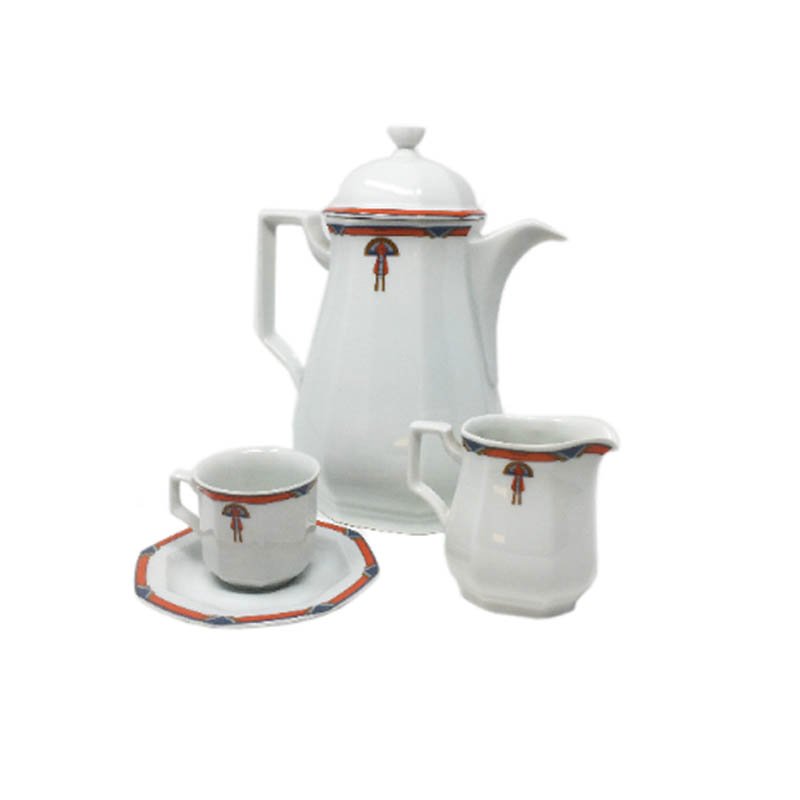 Art Deco White Coffee and Tea Set, 1930s, Set of 12