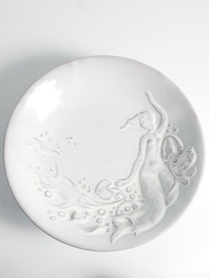 Art Deco White Earthenware Mermaid Bowl by Mari Simmulson for Upsala-Ekeby, 1950s-RUK-1806660