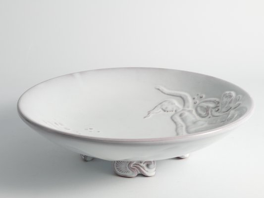 Art Deco White Earthenware Mermaid Bowl by Mari Simmulson for Upsala-Ekeby, 1950s-RUK-1806660