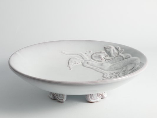 Art Deco White Earthenware Mermaid Bowl by Mari Simmulson for Upsala-Ekeby, 1950s-RUK-1806660