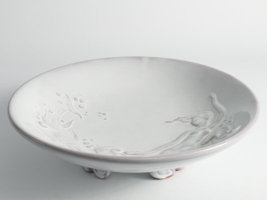 Art Deco White Earthenware Mermaid Bowl by Mari Simmulson for Upsala-Ekeby, 1950s-RUK-1806660