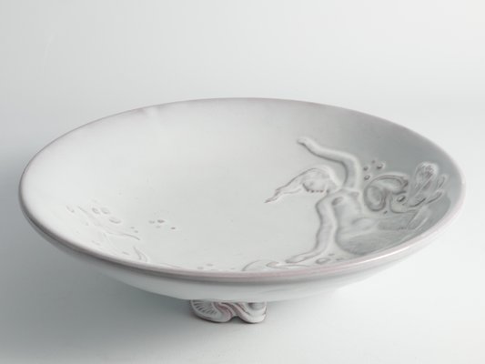 Art Deco White Earthenware Mermaid Bowl by Mari Simmulson for Upsala-Ekeby, 1950s-RUK-1806660