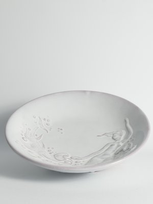 Art Deco White Earthenware Mermaid Bowl by Mari Simmulson for Upsala-Ekeby, 1950s-RUK-1806660