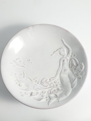 Art Deco White Earthenware Mermaid Bowl by Mari Simmulson for Upsala-Ekeby, 1950s-RUK-1806660