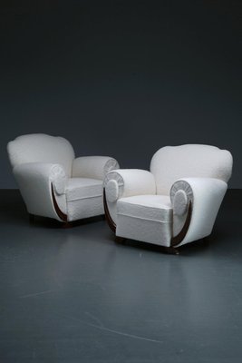 Art Deco White Lounge Chairs, 1930s, Set of 2-XFS-1444326