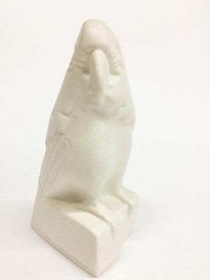 Art Deco White Matte Glazed Cockatoo with Craquelure by Leen. J. Muller, 1928-UCH-1224546