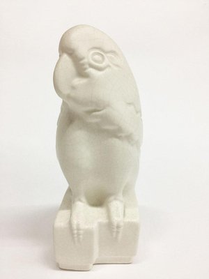 Art Deco White Matte Glazed Cockatoo with Craquelure by Leen. J. Muller, 1928-UCH-1224546