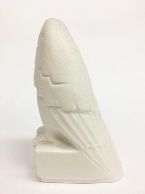 Art Deco White Matte Glazed Cockatoo with Craquelure by Leen. J. Muller, 1928-UCH-1224546