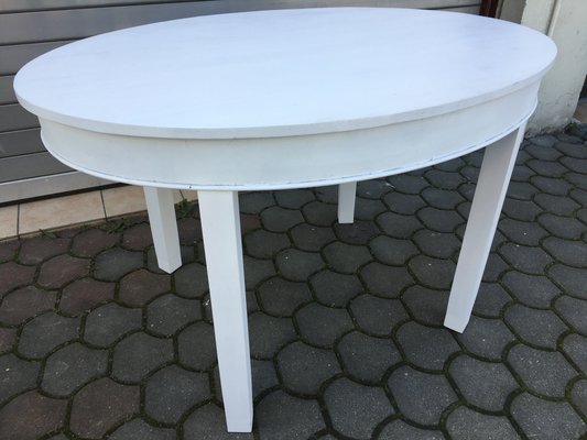 Art Deco White Oval Dining Table, 1940s-WQQ-659553