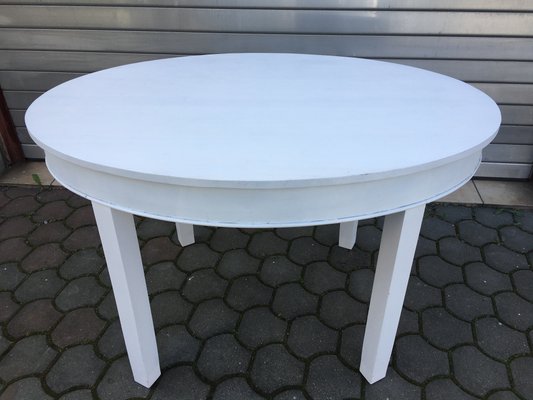 Art Deco White Oval Dining Table, 1940s-WQQ-659553