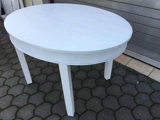 Art Deco White Oval Dining Table, 1940s-WQQ-659553