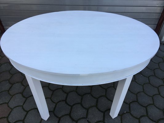 Art Deco White Oval Dining Table, 1940s-WQQ-659553