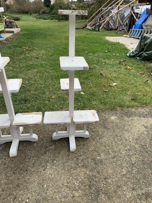 Art Deco White Painted Wooden Plant Stands, Set of 2-OXJ-1792897