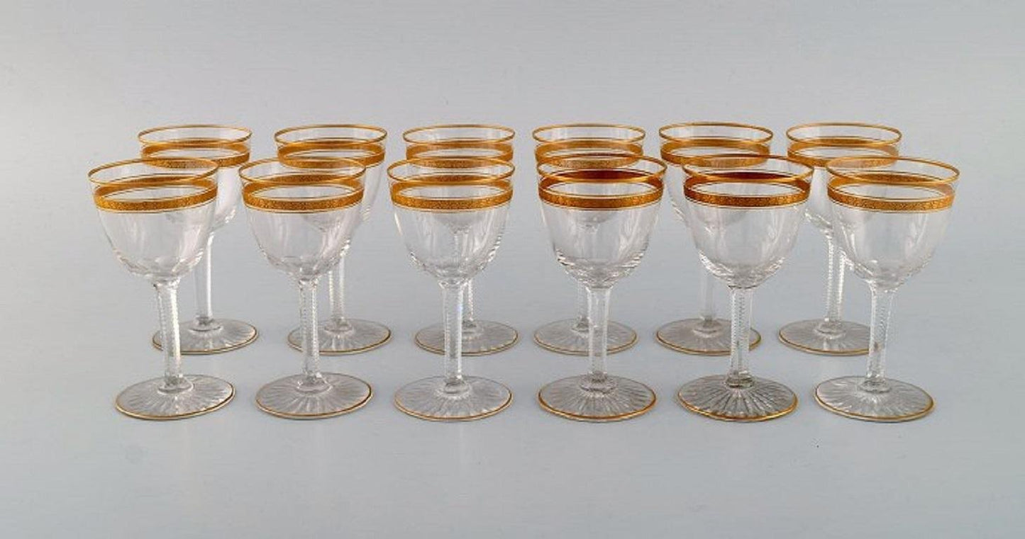 Art Deco Wine Glasses in Crystal Glass from Baccarat, France, 1930s, Set of 12