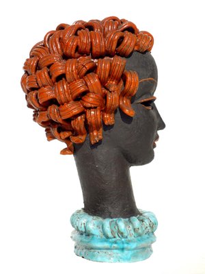 Art Deco Woman's Head in Ceramic by Rudolf Knörlein for Goldscheider, Vienna, Austria, 1930s-KGD-1772467