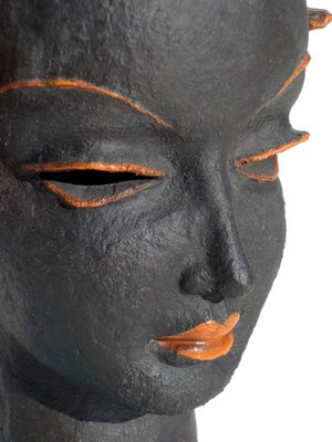 Art Deco Woman's Head in Ceramic by Rudolf Knörlein for Goldscheider, Vienna, Austria, 1930s-KGD-1772467