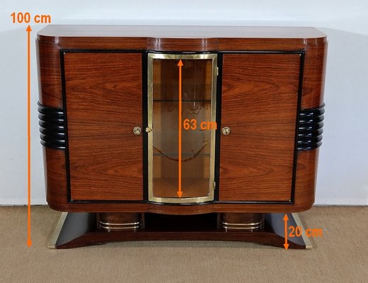 Art Deco Wood and Brass Buffet, 1930s-RVK-1282729