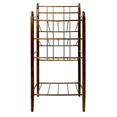 Art Deco Wood and Brass Magazine Stand from Ernst Rockhausen & Söhne-RY-716424