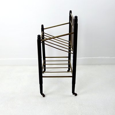 Art Deco Wood and Brass Magazine Stand on Wheels from Ernst Rockhausen & Söhne-RY-716429