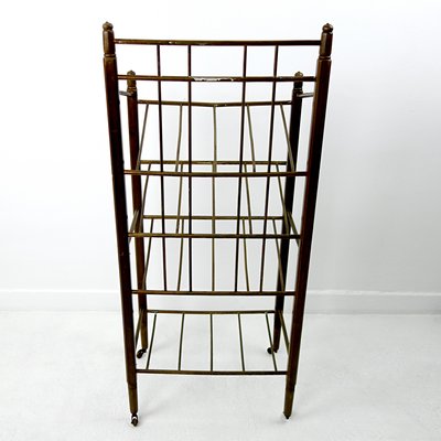 Art Deco Wood and Brass Magazine Stand on Wheels from Ernst Rockhausen & Söhne-RY-659472