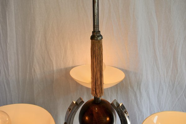 Art Deco Wood and Chrome Chandelier, 1931-TZ-1005766