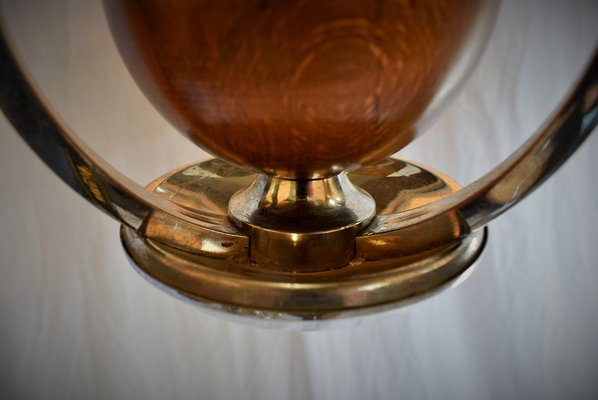 Art Deco Wood and Chrome Chandelier, 1931-TZ-1005766