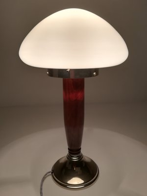 Art Deco Wood and Glass Mushroom Lamp, France, 1930-KDB-1285633