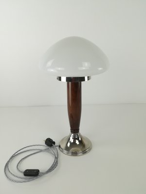 Art Deco Wood and Glass Mushroom Lamp, France, 1930-KDB-1285633